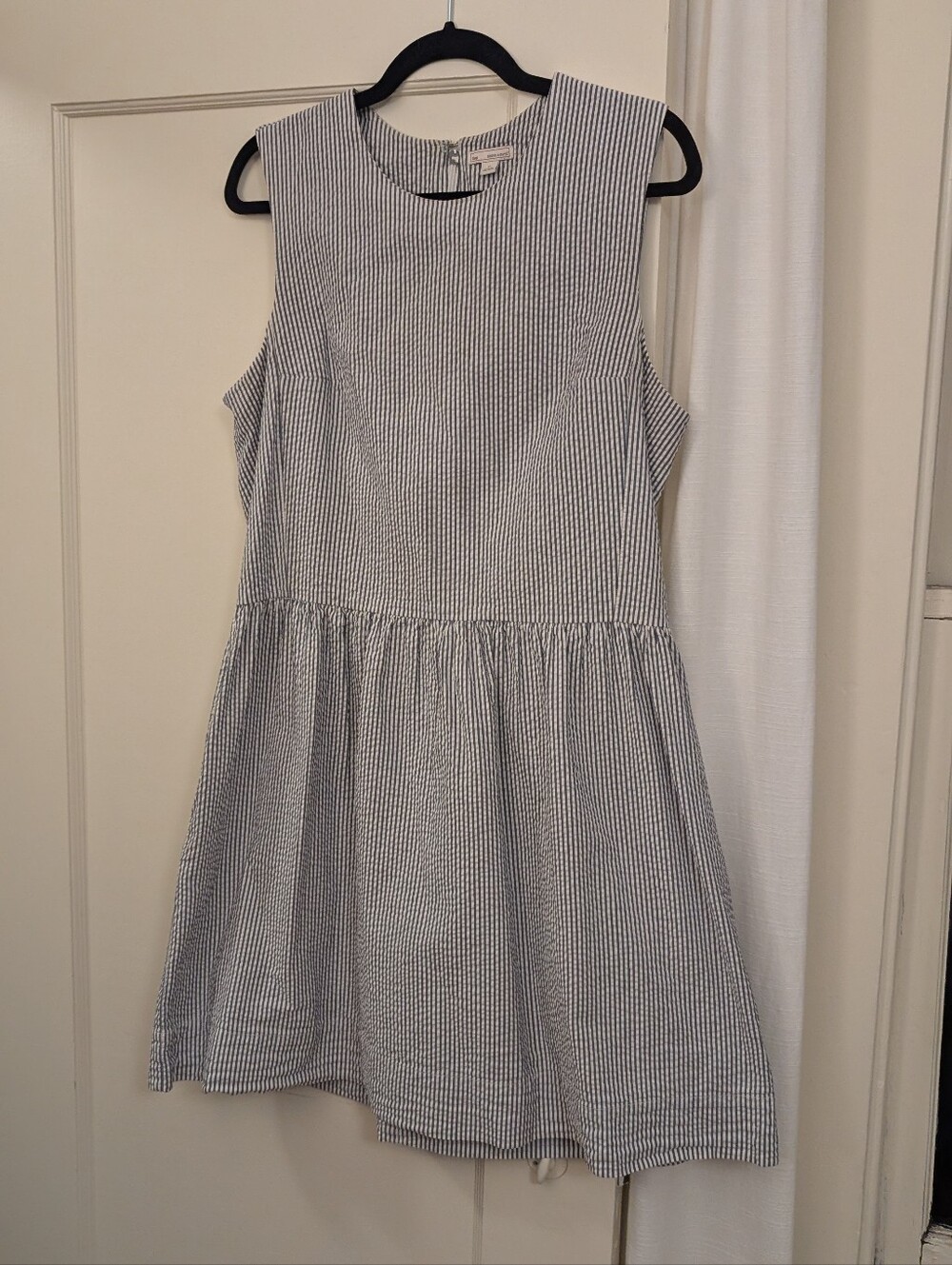 GAP Blue and White Striped Sleeveless Seersucker Dress